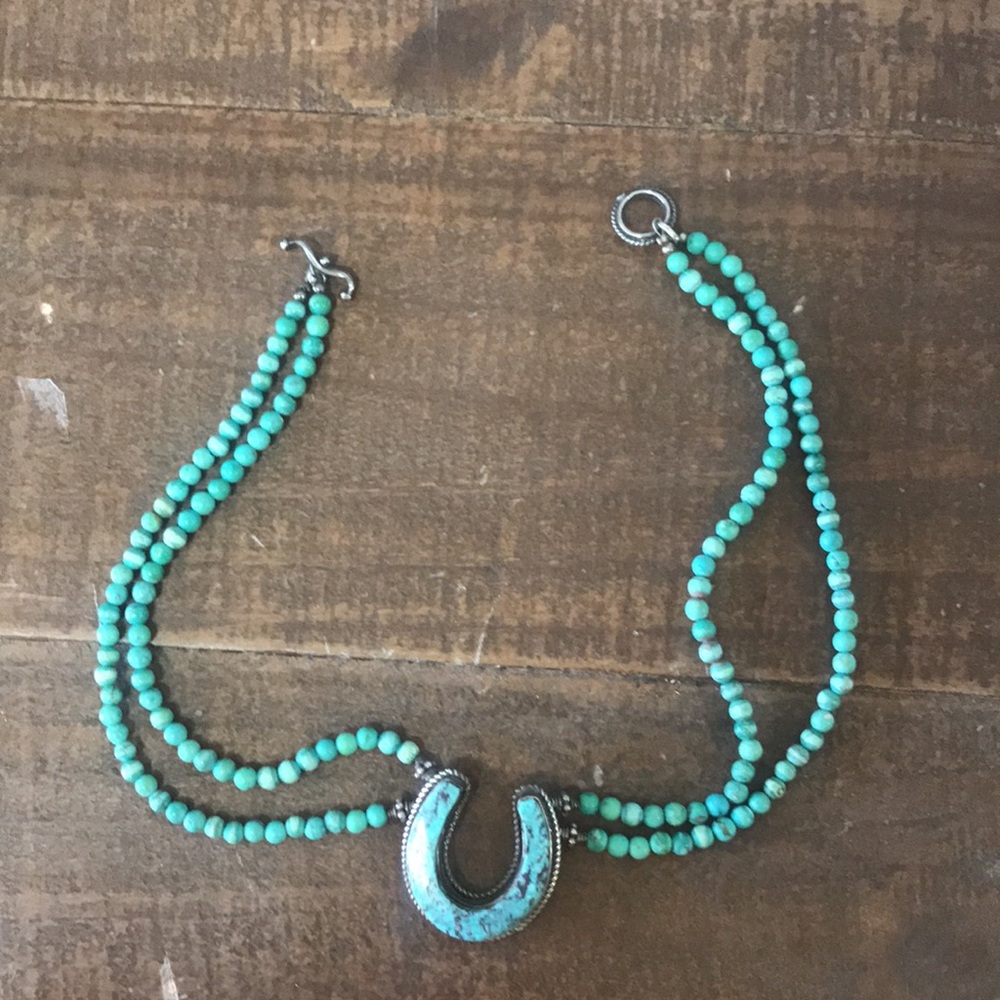 Gale Self designer hallmarked sterling silver turquoise bead choker necklace - Picture 9 of 9
